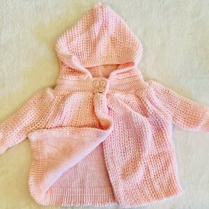 Cozy Pink Knit Baby Hoodie